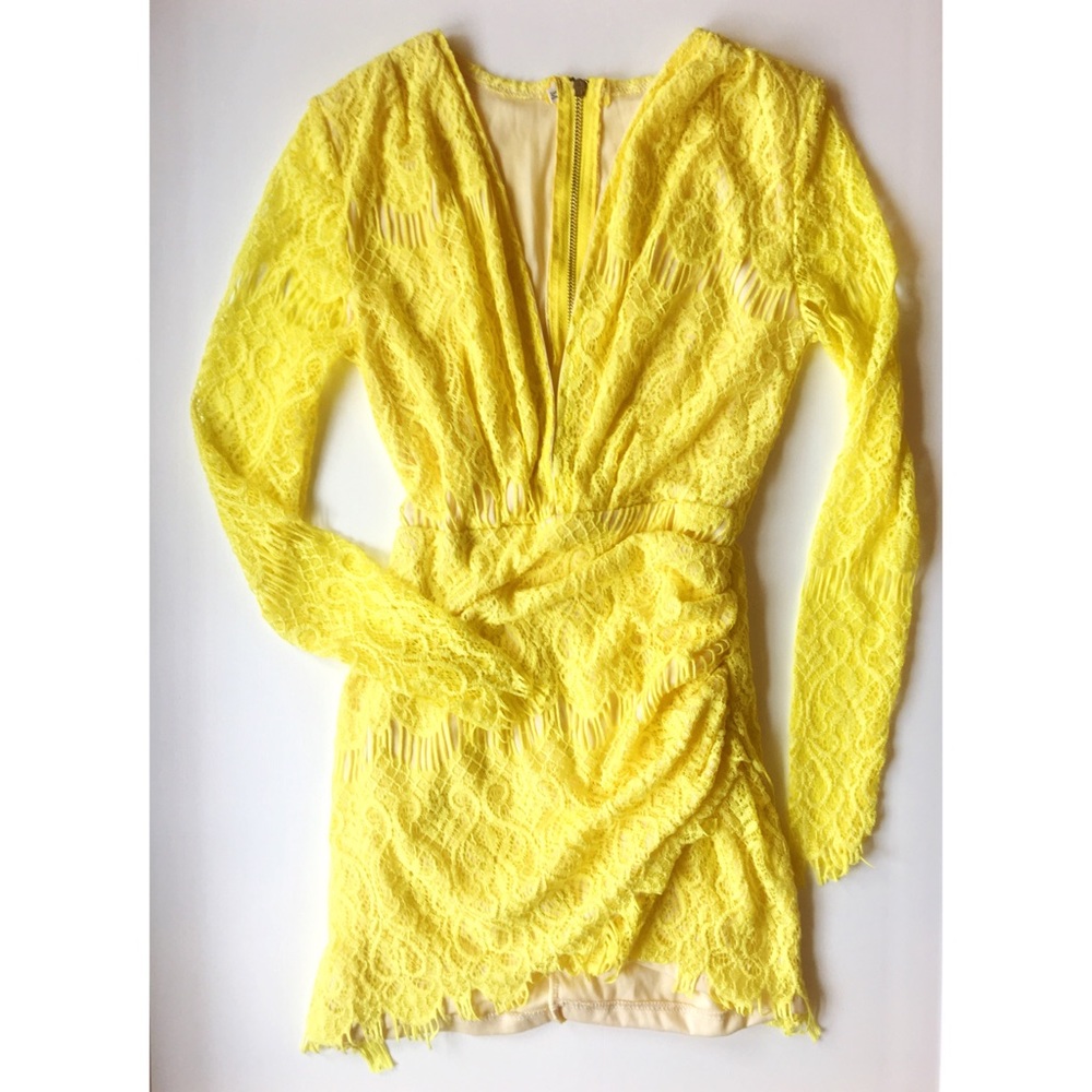 FREE WITH A PURCHASE Yellow Boycon Crochet Dress
